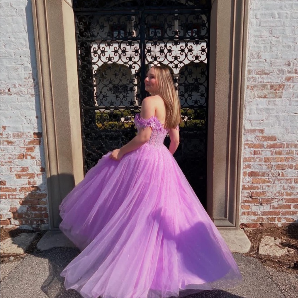 Elegant Lavender Off-Shoulder Gown